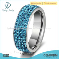 Good quality blue colored diamond rings,crystal pave ring jewelry